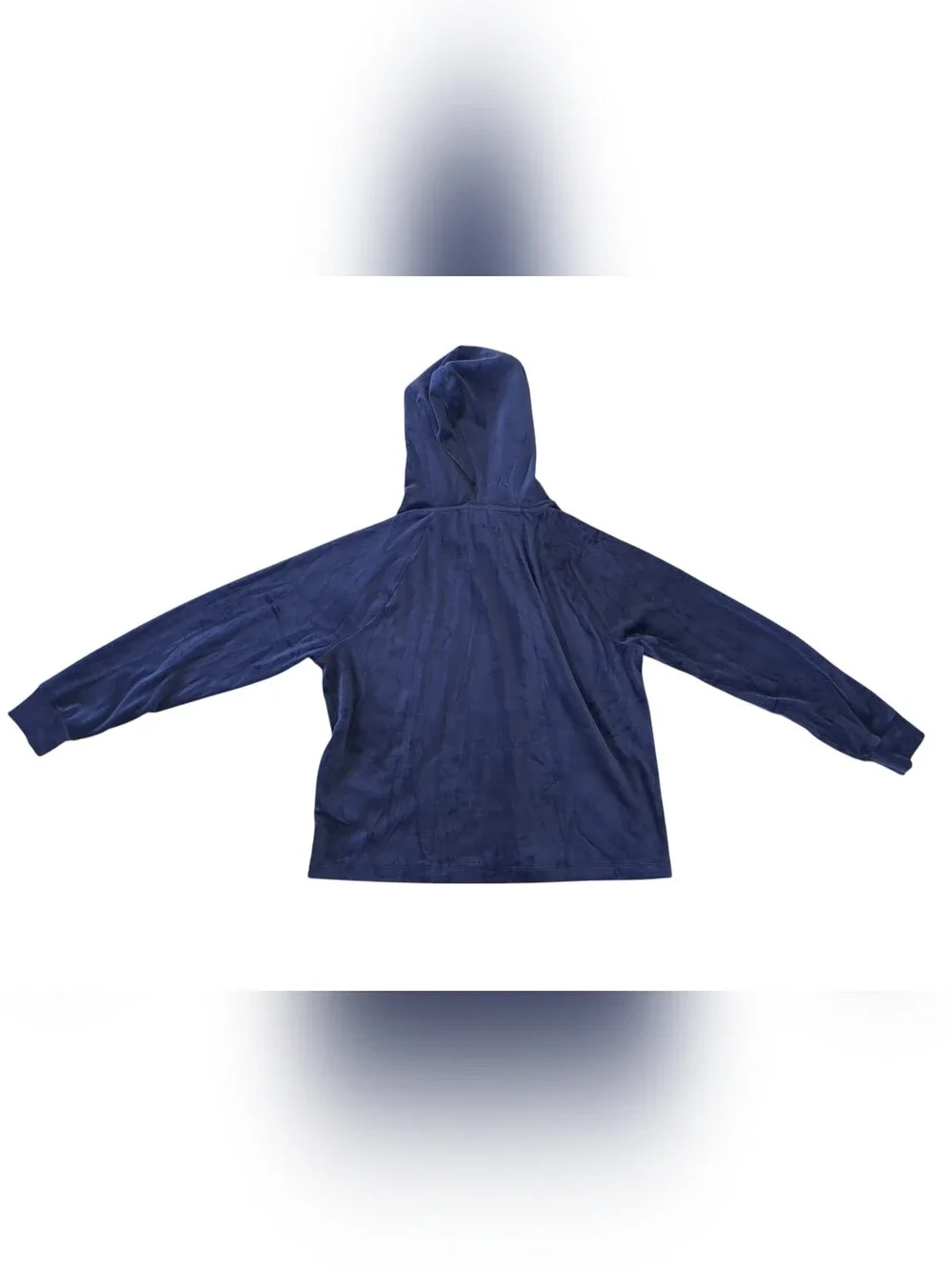 J.Crew Women's Navy Blue Velour Pullover Hoodie Sweatshirt - Size M